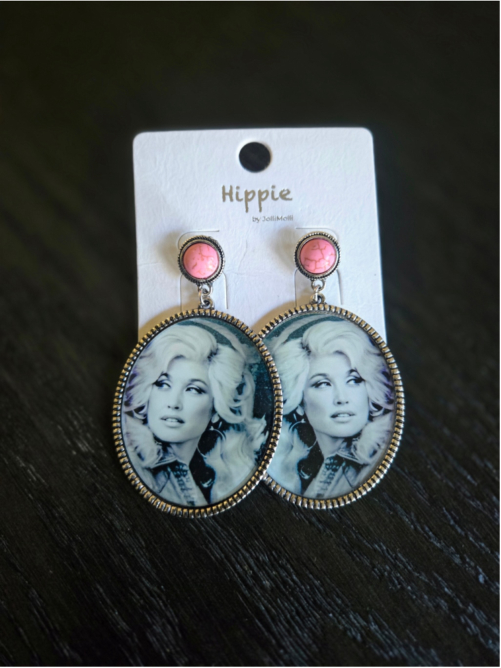 Women's Unbranded Dolly Parton Portrait Earrings One Size Silver Pink
